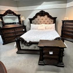 Maylee Dark Brown Upholstered Bedroom Set