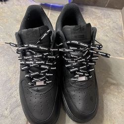 Size 13 Box Logo Black Supreme Airforce 1's 