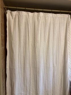 White shabby chic inspired shower curtain