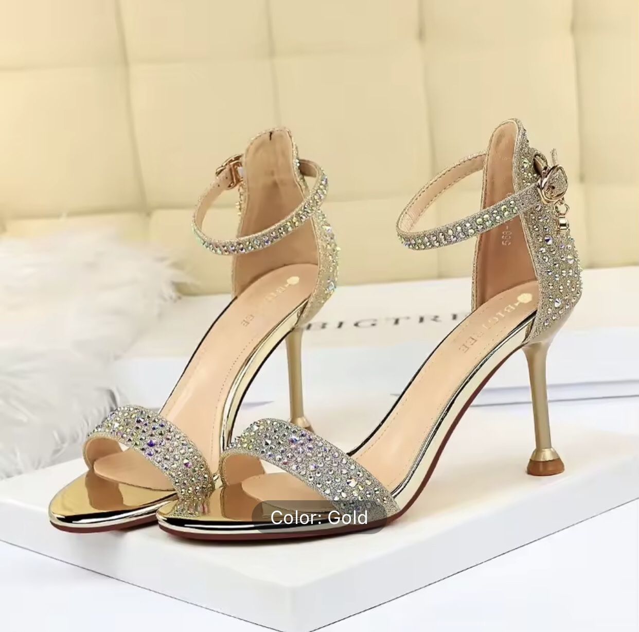 Women's Shoes Stiletto High Heels Open-toed Rhinestones with Sandals 8.5cm High Heels