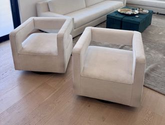 Restoration Hardware Drew Swivel Chairs – Pair