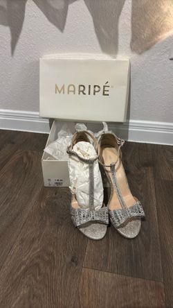 MARIPE WOMENS NATALIA - Silver OPEN TOE Retro HIGH HEELS Size 9