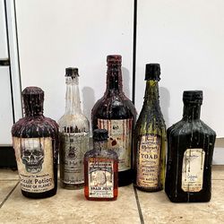 HALLOWEEN PROPS…GROUP OF SCARY POTION JARS