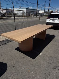 Rove Concepts Modern Wood Dining Table 120" – Curved Sculptural Base