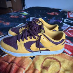 Yellow and Burgandy Nike Dunk Low