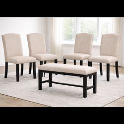5 Pieces Dining Chairs And Bench [NEW] **Assembly Req** 