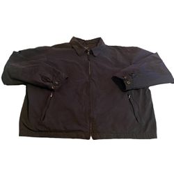 Eddie Bauer Jacket Men XL Black Nylon Coat Full Zip Outdoors Solid Heavyweight