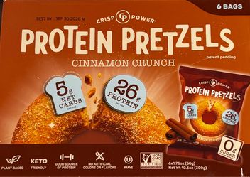 Crisp Power Protein Pretzels – Cinnamon Crunch (6 Bags)