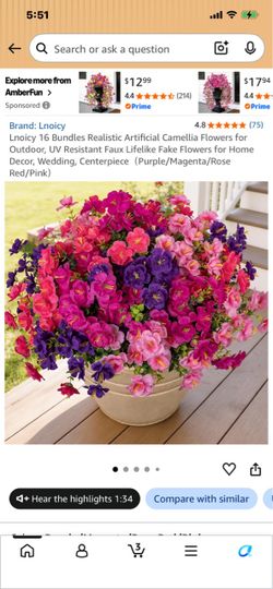 New in plastic 16 bunches of realistic flowers for indoor/outdoor use