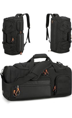 45L Gym Bag for Men, 3-In-1 Duffle Bag Backpack for Travel Sports Duffel Bags for Gym Workout, Weekender Overnight Bag with Shoe Compartment, Wet Pock