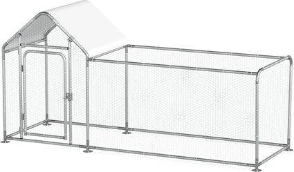 Outdoor Large Metal Chicken Coop Run 118" L x 39.4" W x 59" H Walk-in Chicken Runs Duck Cage Rabbit Hen House for Yard with Cover