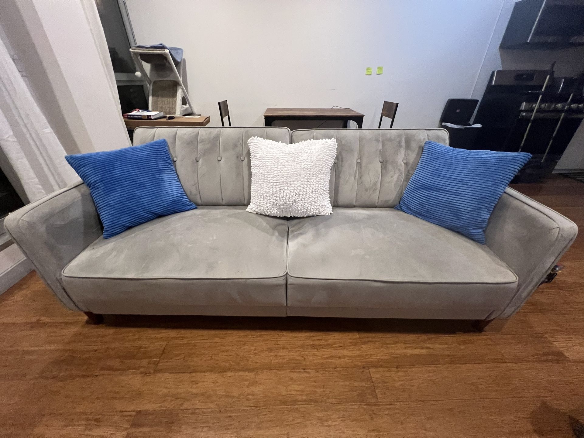 Grey Couch and Futon w/pillows