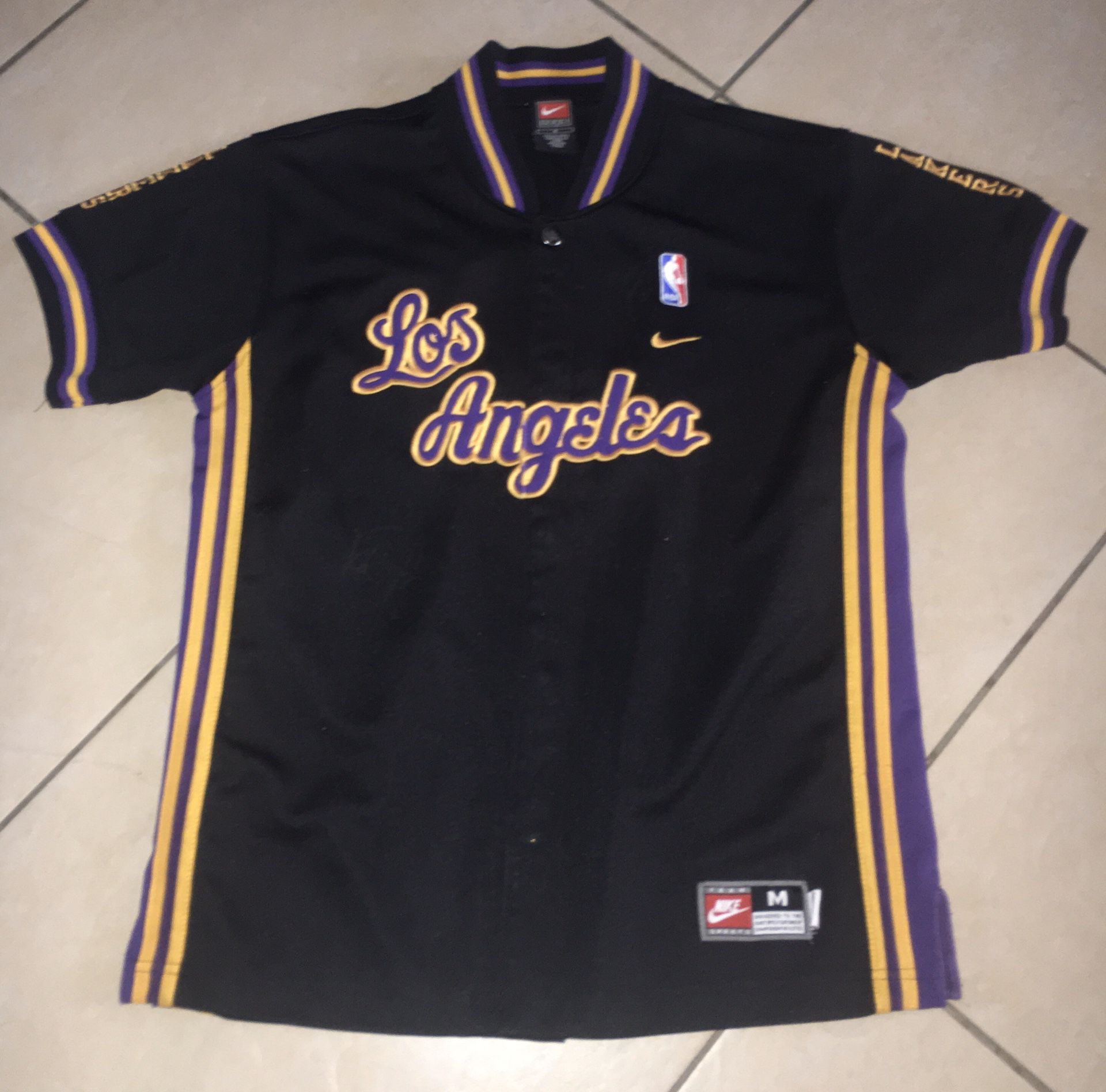 Vintage Los Angeles Lakers Nike Warm Up Shooting Longsleeve Shirt Medium  90s Y2K