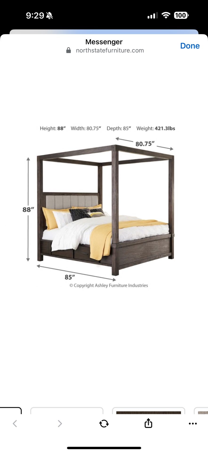 King Poster Bed Frame Ashley