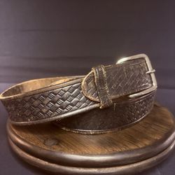 Duty Man Off Duty Belt Size 42" Chrome Buckle Basketweave Leather (6505-01)