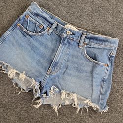 Abercrombie & Fitch Womens The Mom Short Mid Rise Tattered Destroyed Size 28|6