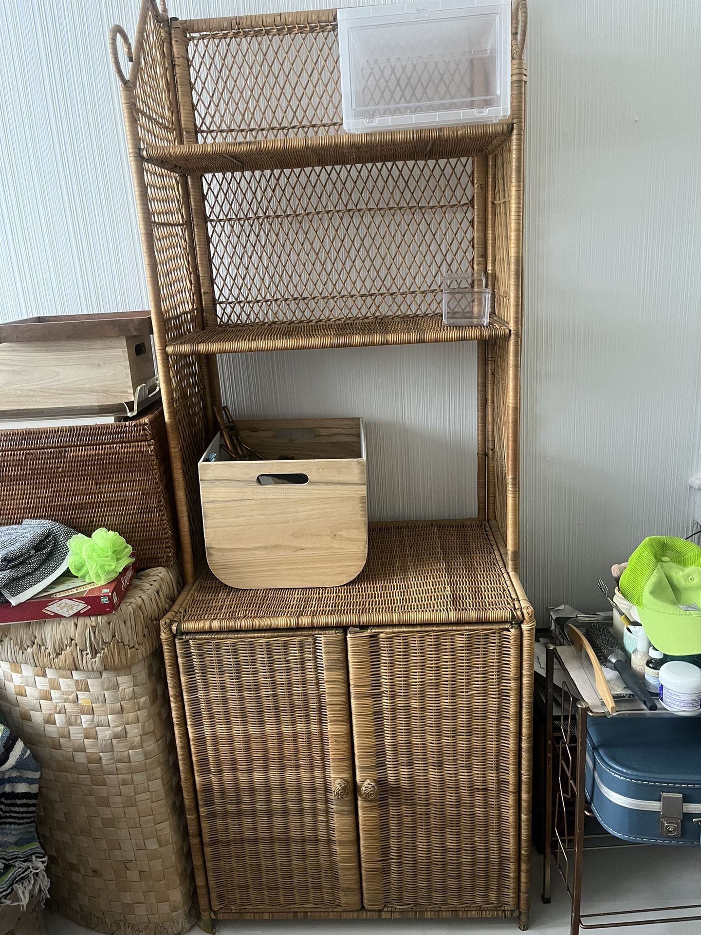 Rattan and wicker wrapped Shelving Piece