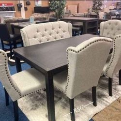 Dining  Table With 4 Chairs and 1 Double Chair Set 💛No Needed Credit Check 💛 $39 Down Payment with Financing