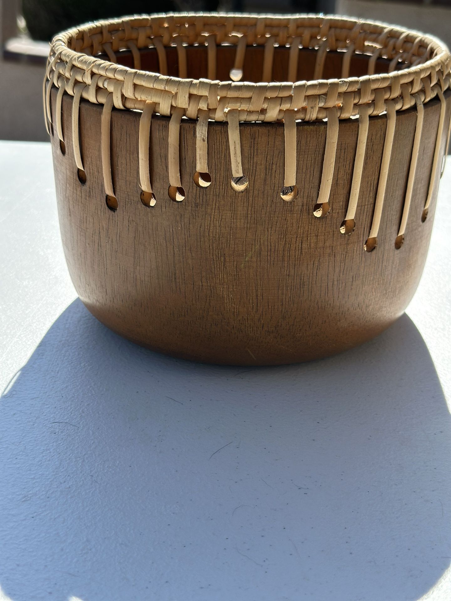 Wooden Bowl With Lacing Detail