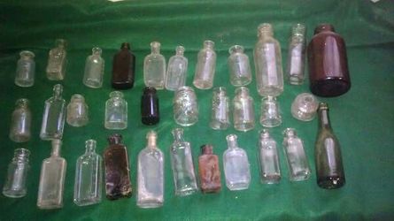 Small antique glass jars