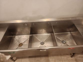 12ft Commercial Stainless Steel 3-Compartment Sink