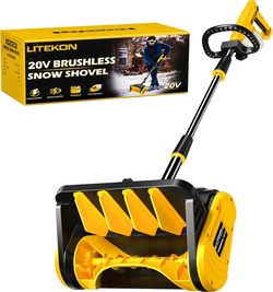 Cordless Snow Shovel Compatible with De-Walt 20V Battery (No Battery), 13-Inch Brushless Electric Snow Blower for 25FT Throw Distance and 6" Clear Dep