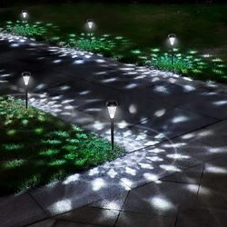 Glass Solar Lights Outdoor Garden Up to 12H Long Last Super Bright, IP65 Waterproof LED Pathway Lights Solar Powered, Auto On/Off Stainless Steel Land