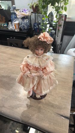 Porcelain Collector Doll on Stand
