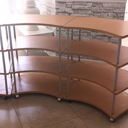 4 Tier / 3 Pieces TV Stand Shelves Blond Wood