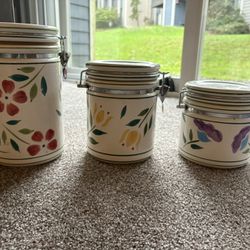 Vintage Floral Ceramic Canisters