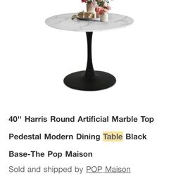 Artificial Marble Top Pedestal Dining Table