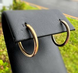 Jewelry 10k solid yellow gold round hoop earrings 3.0g