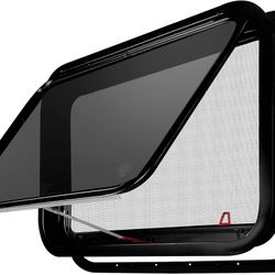 Aluminum RV Emergency EXIT Window 30"x20" DOT Certified - Tempered Glass with Screen & Trim Kit, 1-3/4" Wall, Pop-Out Egress for Camper, Cargo,