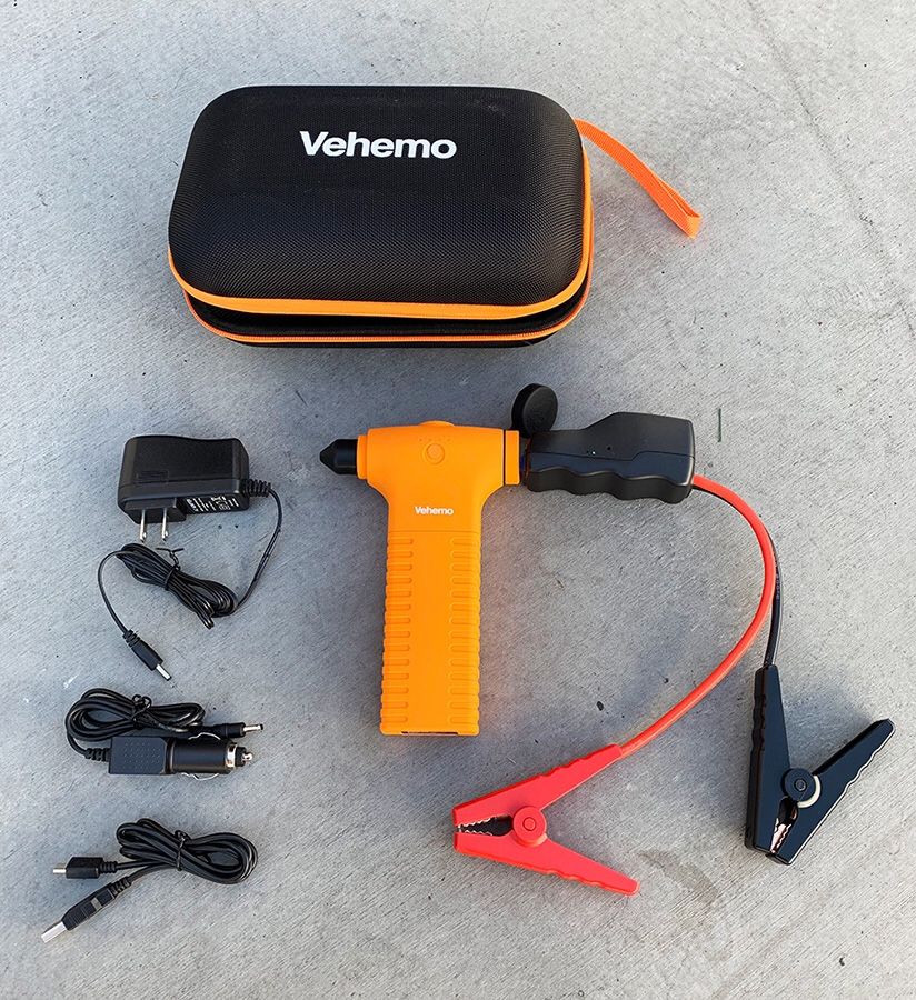 New in box $20 Car Jump Starter 400A Peak Current, 11000mAh Power Bank, Built-in Escape Hammer & LED Flashlight