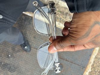 Clear & black chrome heart glasses