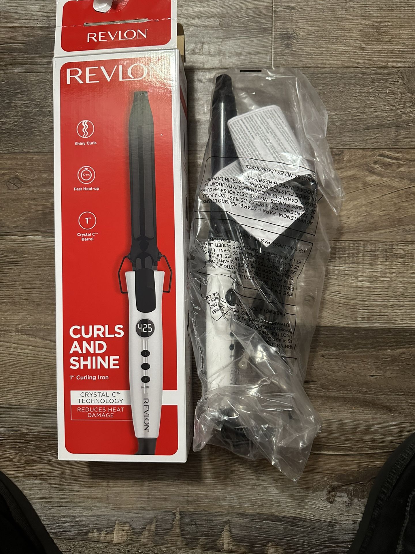 Revlon Crystal C + Ceramic 1" Curling Iron, White