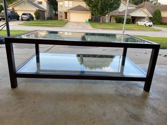 Modern Glass Top Coffee Table with Lower Shelf
