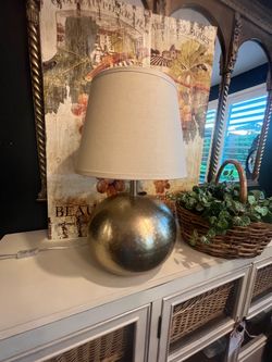 Gold metal Ball Base Table Lamp with White Shade