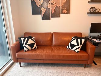 Brown leather couch