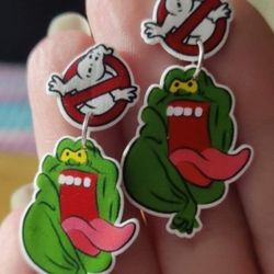 Ghostbusters Slimer Fan Art Earrings 