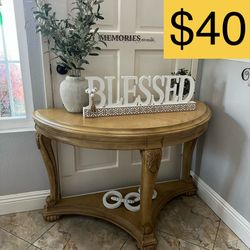 Traditional Wood Demi-Lune Console Table Modern Farmhouse (Selling for $40)