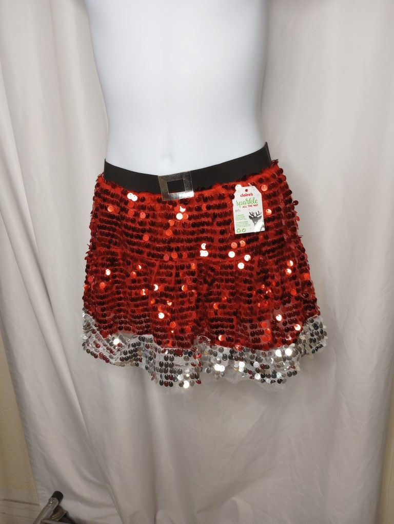 New Christmas Claire's Sparkle Skirt Size (M/L) As Is $3