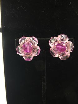 Vintage light amethyst cluster clip on earrings signed W GERMANY