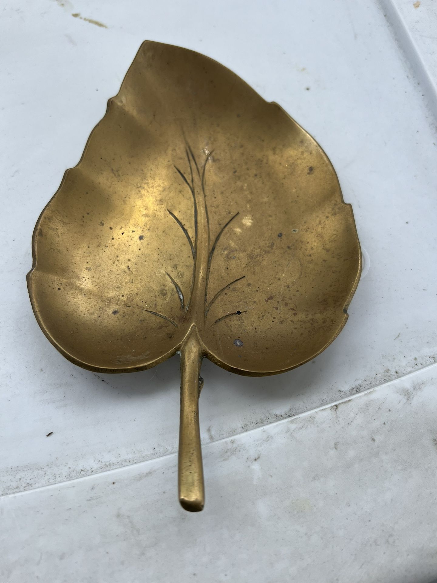 Mid-century brass leaf tray