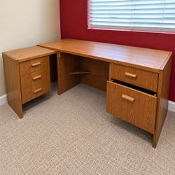 L-Shaped Wood Desk with Drawers