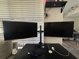 Dual Monitor Setup with Desk Mount Stand