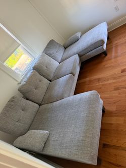 Gray Fabric Sectional Sofa with Chaise