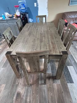 Macy's Rustic Canyon Natural Wood 7 Piece Dining Set and Buffet