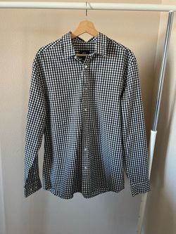 H&M B&W Size Large Slim Fit Collared Button Up Shirt