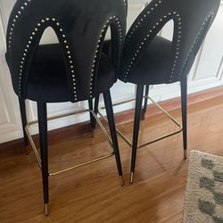 2 Velvet Bar Stools 